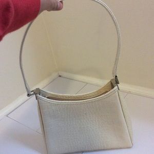 Liz Claiborne white faux crocodile purse